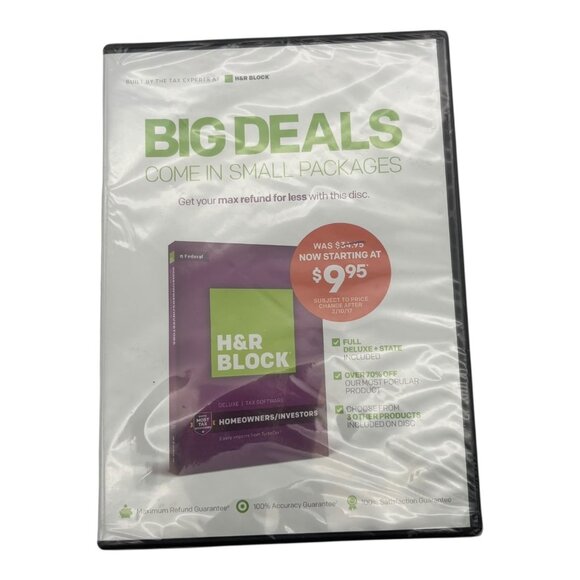 H&R Block Tax Software Deluxe Homeowners/Investors 2016 Federal/State Filing CD - Picture 1 of 6